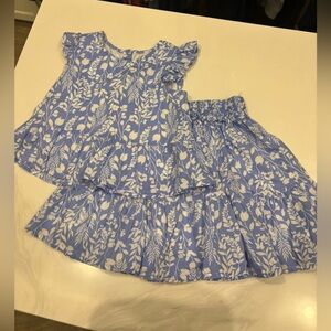 Blue and White Floral Dress matching Set